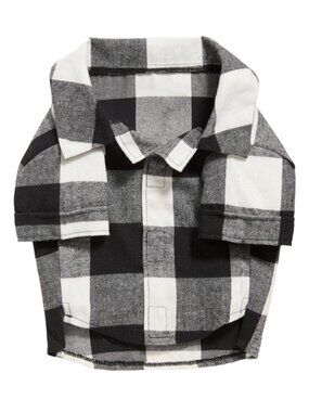 Dog Shirt Black and White Plaid Flannel Cute Costume Warm Cover Large JJ3412